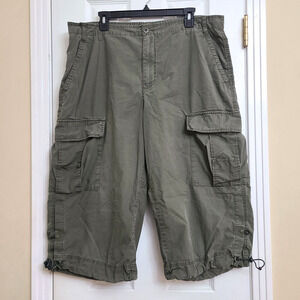 Express Cargo Shorts Cinch Leg Green Outdoor Hiking Baggy Gorpcore Mens Size 38W